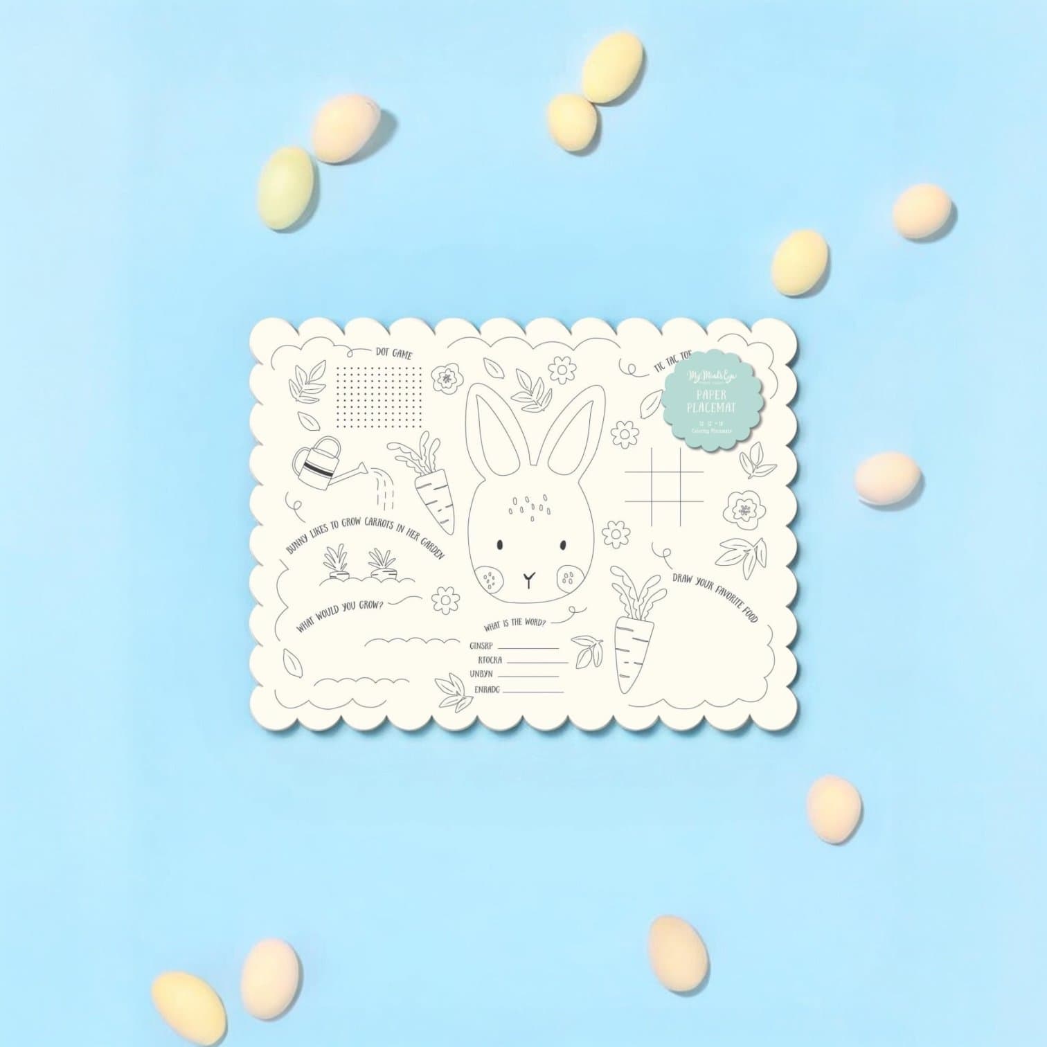 Bunny Garden Coloring Placemats