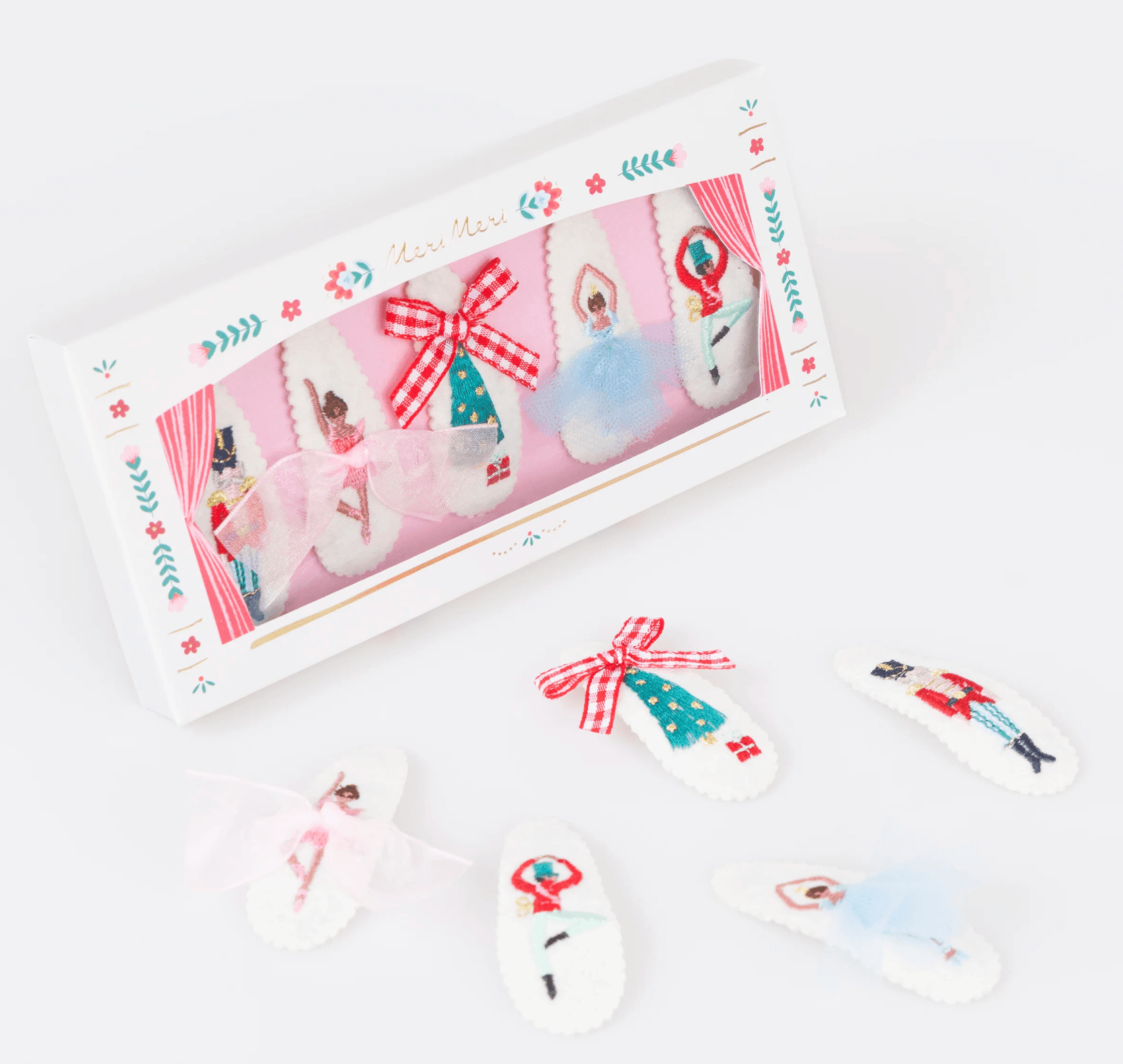 Embroidered Nutcracker Hair Clips